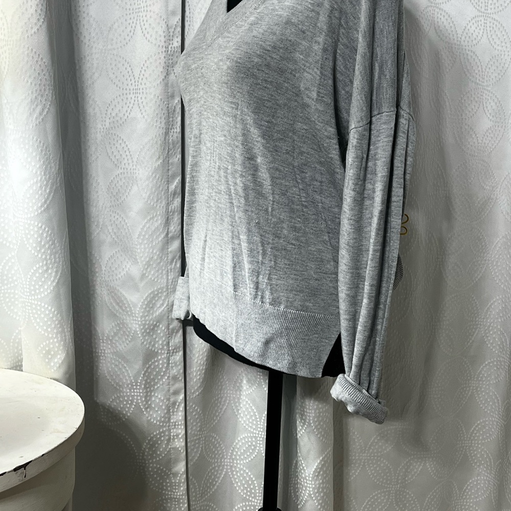Thread & Supply Light Gray V-Neck Sweater - Picture 2 of 2